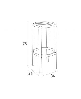 Siesta - Tom Bar Stool 75 cm, For indoor and outdoor use, Marsala finish-Marsala finish