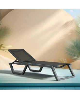 Siesta - Rio Stackable sunlounger, Black X Dark Grey