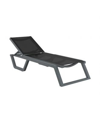 Siesta - Rio Stackable sunlounger, Black X Dark Grey