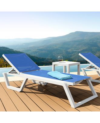 Siesta - Rio Stackable sunlounger, White X Blue