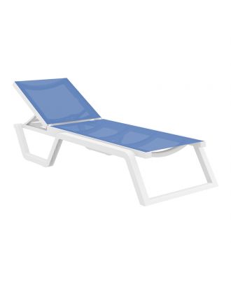 Siesta - Rio Stackable sunlounger, White X Blue