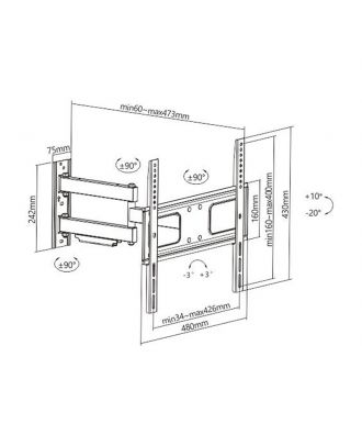 Slim Articulating Full-Motion Tv Wall Mount For Most 32"-55" Curved & Flat Panel Tvs