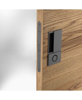 AGB Wave door handle with Polaris Magnetic Mortice lock for bathroom doors, Black