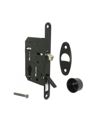 AGB Wave door handle with SCIVOLA TRE CLASS lock for Sliding doors, cylinder hole, Black