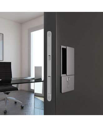 AGB Wave door handle with SCIVOLA TRE CLASS lock for Sliding doors, cylinder hole, Satin Chrome