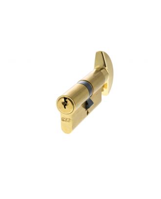 AGB Euro Profile Cylinder 70mm 35-35, 5 Pin, 3 profiled keys & knob, Polished Brass