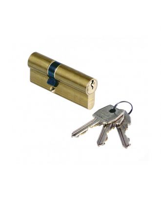 AGB Euro profiled Cylinder 70mm 30x40, 3 profiled keys, Polished Brass