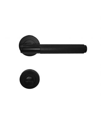 WELDER - Knurled Solid bathroom door handle Matt Black
