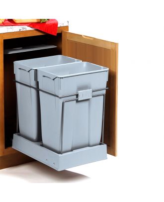 full extension Pull-out waste bin fixed to the bottom of the cabinet 70L