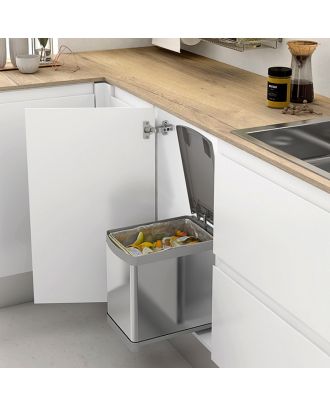 Pull-out waste bin stainless steel 16 L