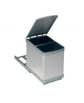 Pull-out waste bin stainless steel 15 L, 2 containers