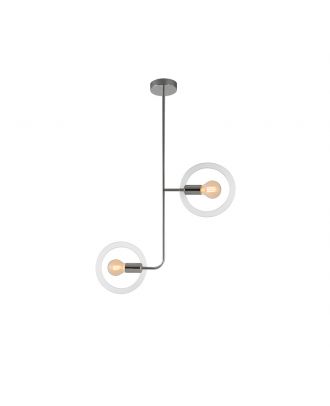 Modern pendant lamp with an Elegant Design 2 chanlinder Clear glass + Chrome finishing