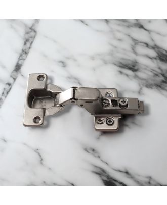 DANCO soft closing hinge opening 93° with 3D adjustment, inset, Cup Ø40, 52mm drilling pattern, for screwing on, Nickle