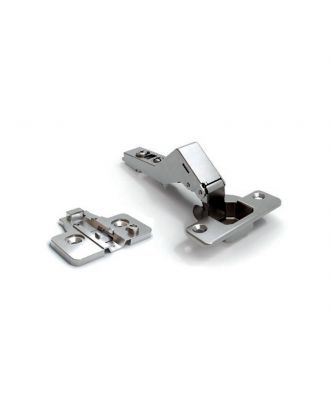 DANCO soft closing hinge opening 90° for corners 45° with 3D adjustment, inset, Cup Ø35, 48mm drilling pattern, for screwing on, Nickle