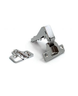 DANCO soft closing hinge opening 90° for blind corners with 3D adjustment, Cup Ø35, 48mm drilling pattern, for screwing on, Nickle