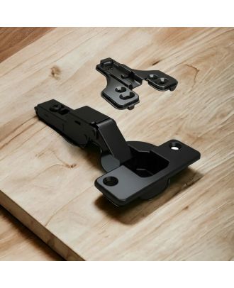 DANCO soft closing hinge opening 105° with 3D adjustment, Half-Overlay, Cup Ø35, 48mm drilling pattern, for screwing on, Anthracite