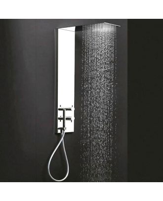 Single-lever wall shower panel with 2-way diverter, in mirror polished stainless steel