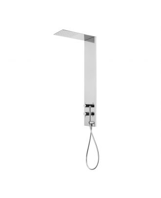Single-lever wall shower panel with 2-way diverter, in mirror polished stainless steel