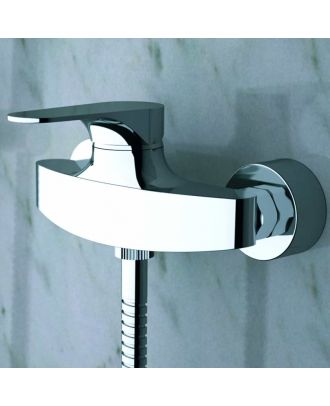 REMER - Infinity Wall mounted single lever shower mixer with shut-off handshower, Chrome plating