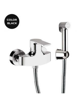 REMER - Infinity Wall mounted single lever shower mixer with shut-off handshower, matt black