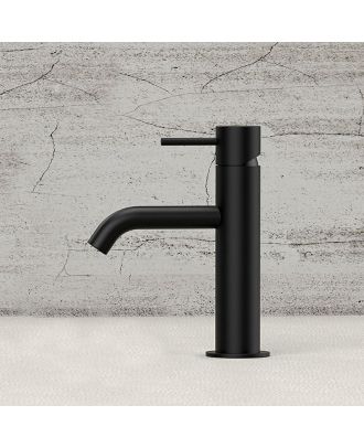 Single-lever brass basin mixer with pop-up waste, matt black