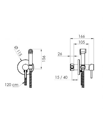 Shut-off mixer with shut-off hand shower 120cm, chrome