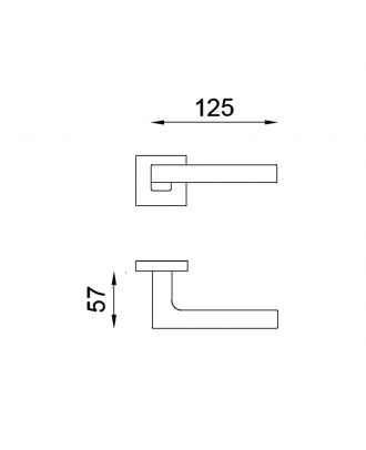 Stick Door Handle with square rosette, Polished chrome