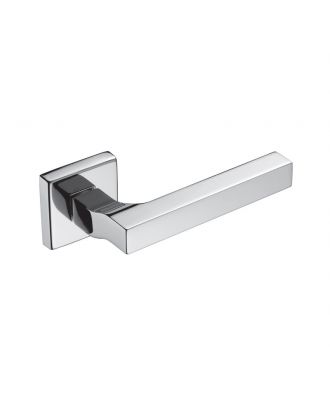 Stick Door Handle with square rosette, Polished chrome