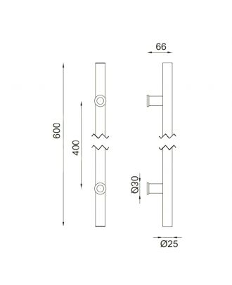 Tube Round Pull Handle 60Cm, Black