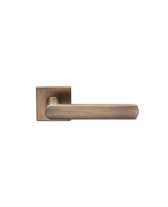 Luce Door Handle On Square Rose , Matt Satin Bronze