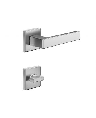 Quattro 02 - Bathroom Door handle DND by Martinelli on square rose with escutcheon turn & release, Satin Chrome