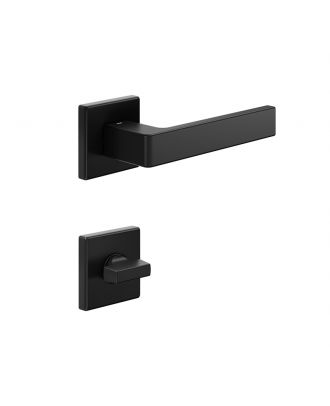 Quattro 02 - Bathroom Door handle DND by Martinelli on square rose with escutcheon turn & release, Black
