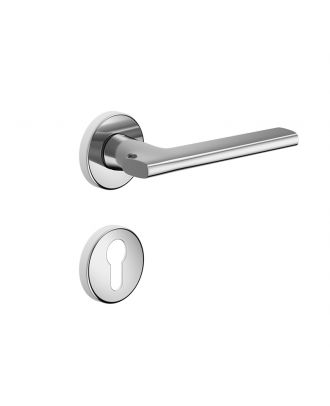 SAINT - Door handle DND by Martinelli on round rosette, Satin Chrome