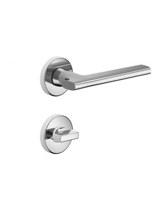 SAINT - Bathroom door handle DND by Martinelli on round rosette, Satin Chrome