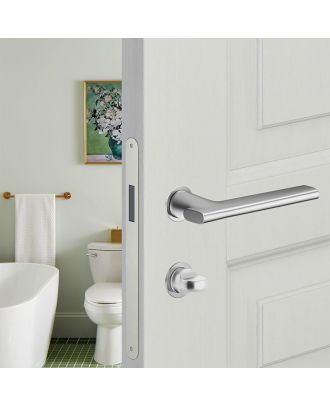 SAINT - Bathroom door handle DND by Martinelli on single round rosette, Satin Chrome