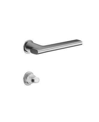 SAINT - Bathroom door handle DND by Martinelli on single round rosette, Satin Chrome