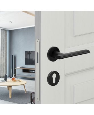 SAINT - Door handle DND by Martinelli on round rosette, Black