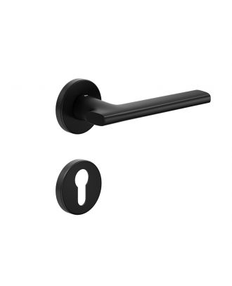 SAINT - Door handle DND by Martinelli on round rosette, Black