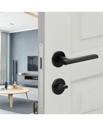 SAINT - Bathroom door handle DND by Martinelli on round rosette, Black