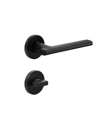 SAINT - Bathroom door handle DND by Martinelli on round rosette, Black