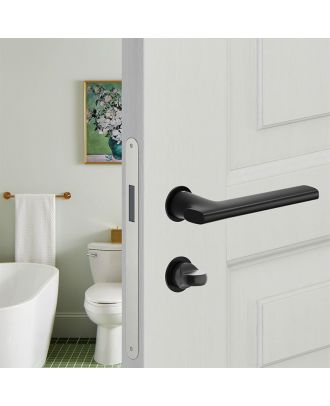 SAINT - Bathroom door handle DND by Martinelli on single round rosette, Black