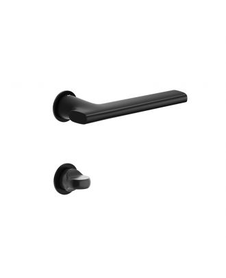 SAINT - Bathroom door handle DND by Martinelli on single round rosette, Black