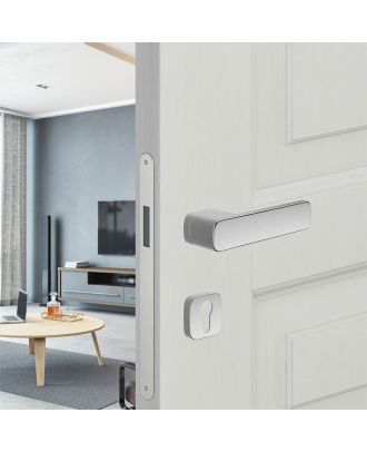 PLURIS - Door handle DND by Martinelli on special rosette, Satin Chrome