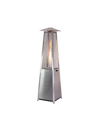 Outdoor pyramid heater in stainless steel, 11.2kW, real falme, 25 m^2 Heating area
