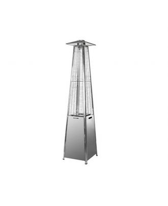 Outdoor pyramid heater in stainless steel, 11.2kW, real falme, 25 m^2 Heating area