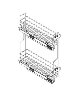 Inoxa bottles cargo unit with two shelves, cabinet 20 Cm, chrome