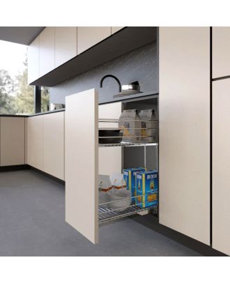 Inoxa cargo unit with two shelves, cabinet 30 Cm, steel basket Chrome finishing