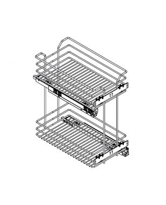 Inoxa cargo unit with two shelves, cabinet 30 Cm, steel basket Chrome finishing