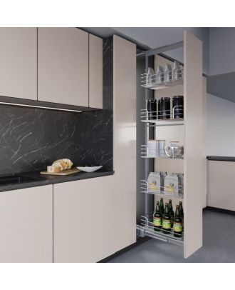 INOXA - Total extraction telescopic column, 40cm door cabinet with 5 baskets, chrome