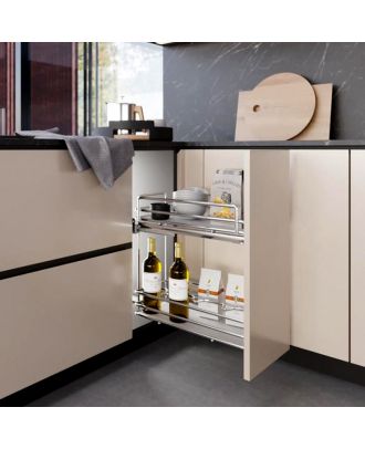 INOXA Pull-out cargo 30 cm Two shelves full extractable, basket oval wire and HPL bottom